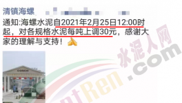 最高漲70元/噸！海螺、西南等水泥宣布漲價(jià)！