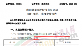 冀東水泥預(yù)虧！一季度凈利潤(rùn)虧損4000–6000萬(wàn)元！
