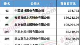 財(cái)富Plus發(fā)布中國500強(qiáng)，這些水泥大企上榜！