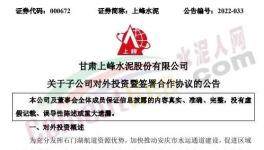 注冊(cè)資本1億元，上峰水泥投資成立新公司！